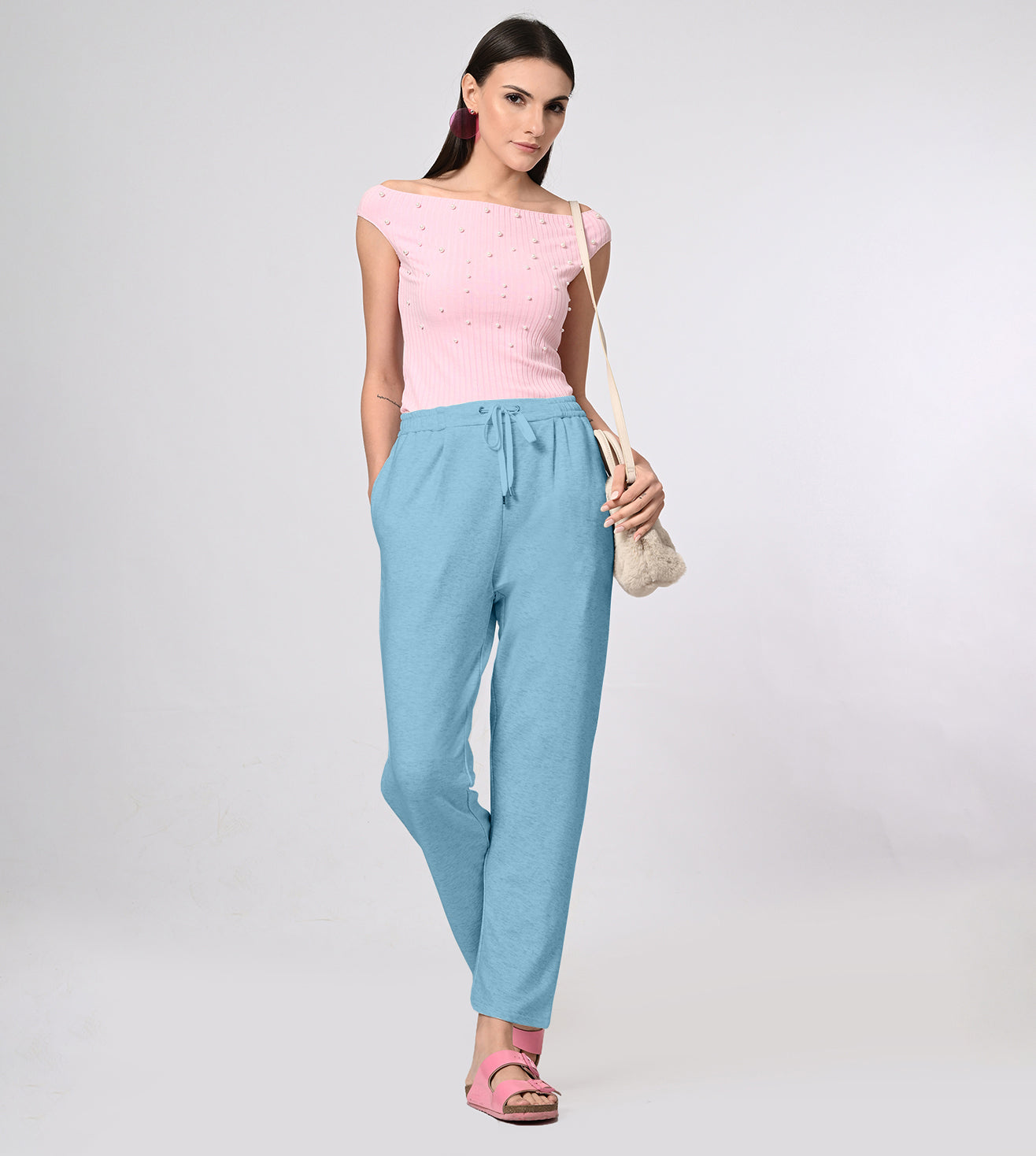 Modal Fleece Sky Blue Track Pants