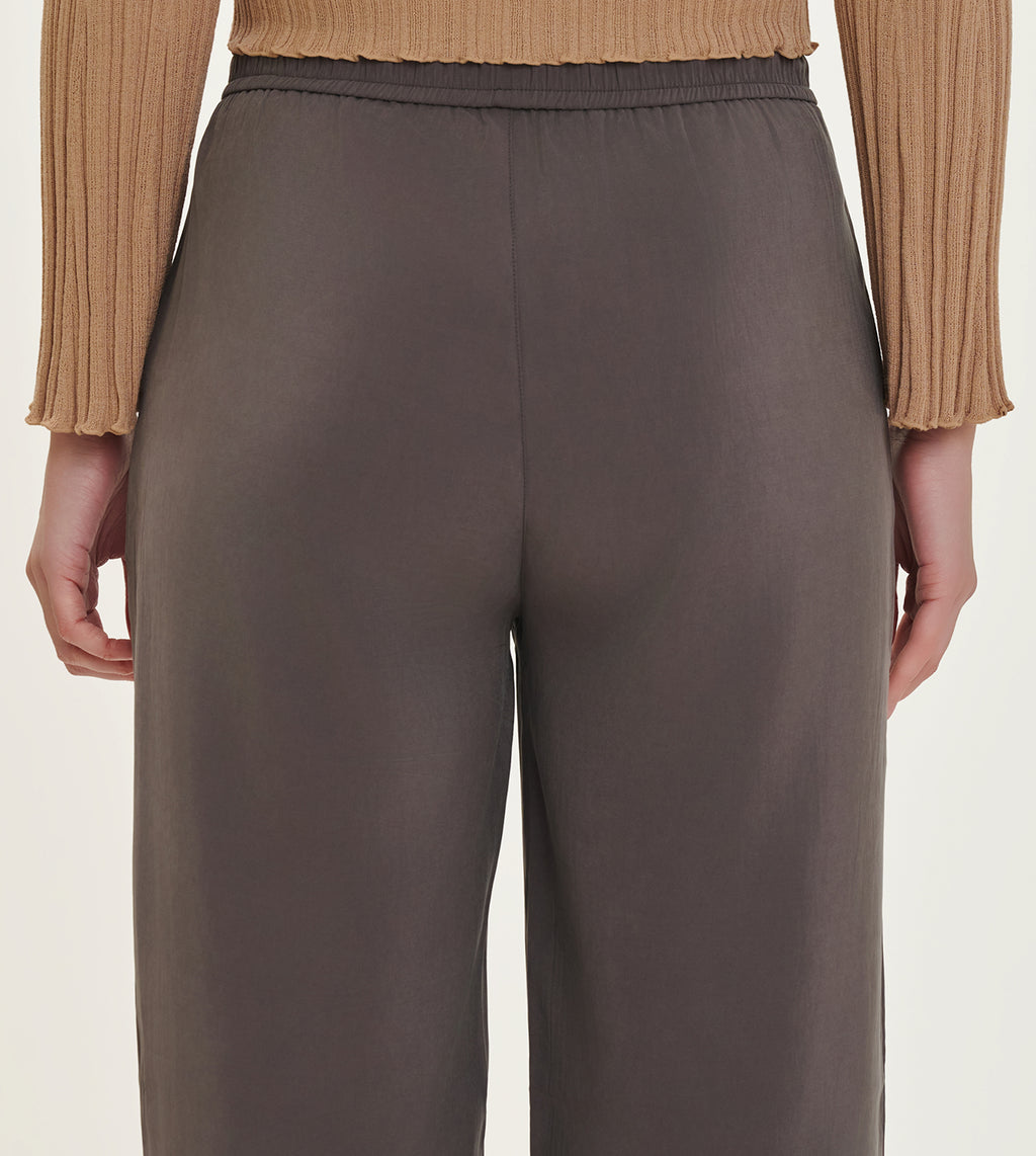 Dark Grey Cotton Linen Blend Drawstring Track Pants