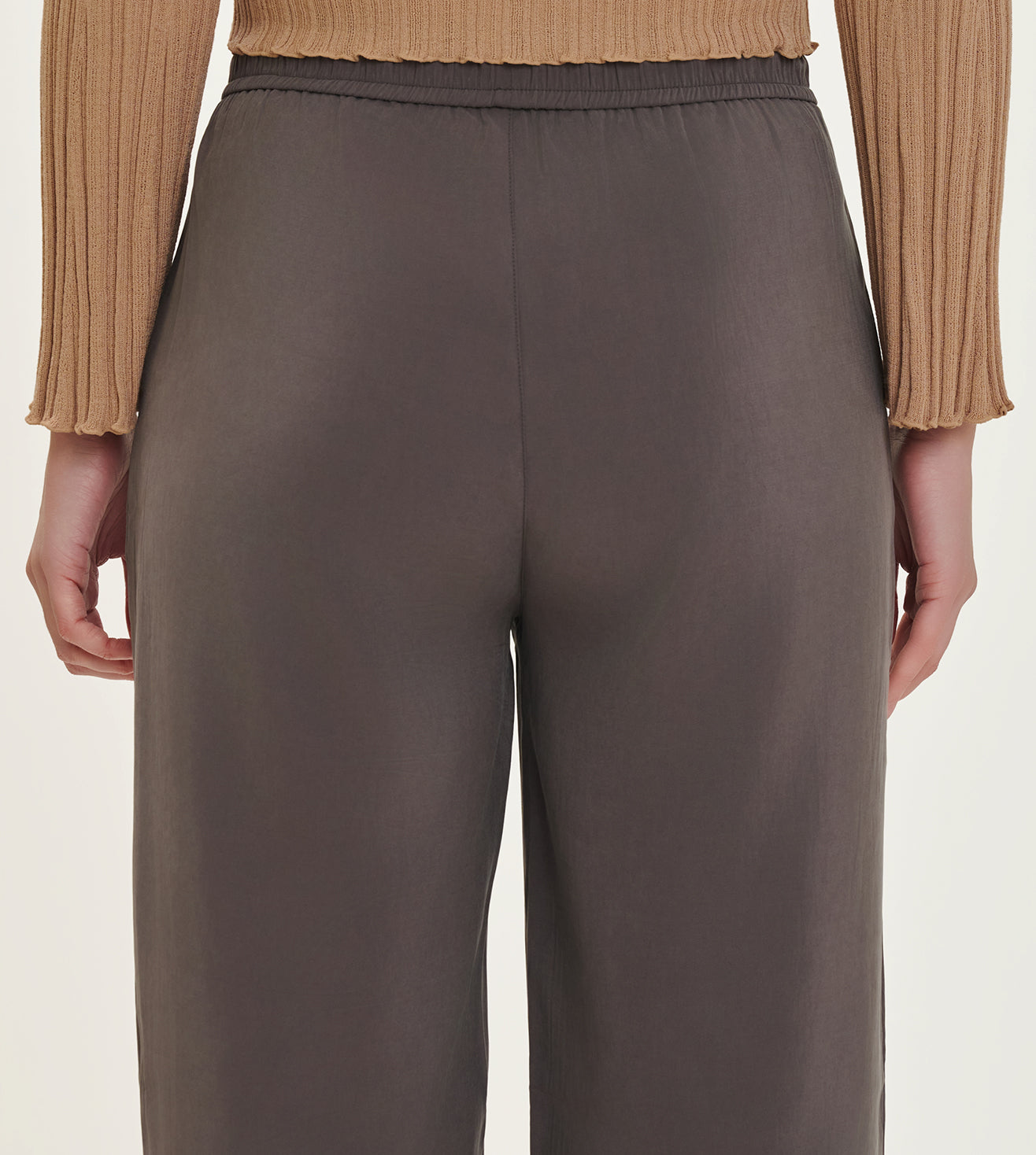 Dark Grey Cotton Linen Blend Drawstring Track Pants