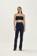 Navy Nylon Spandex Flared Active Pants