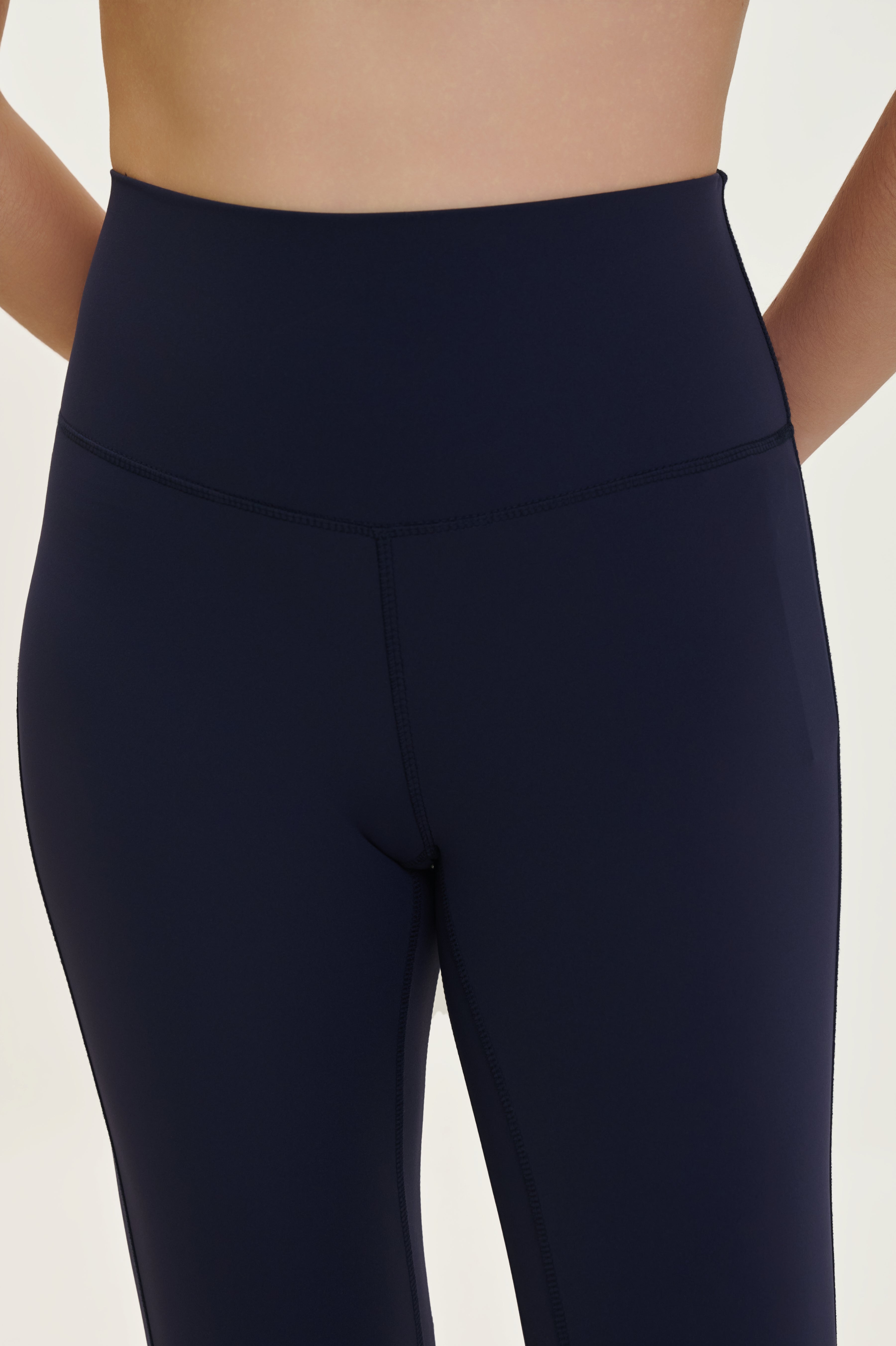 Navy Nylon Spandex Flared Active Pants