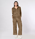Khaki Textured Corduroy Coord Set