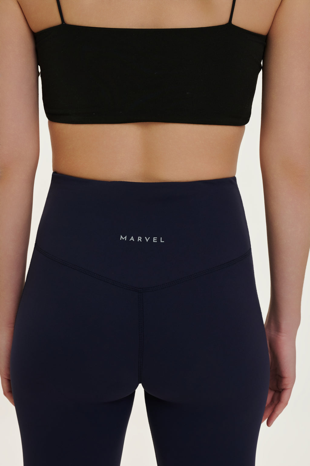 Navy Nylon Spandex Flared Active Pants