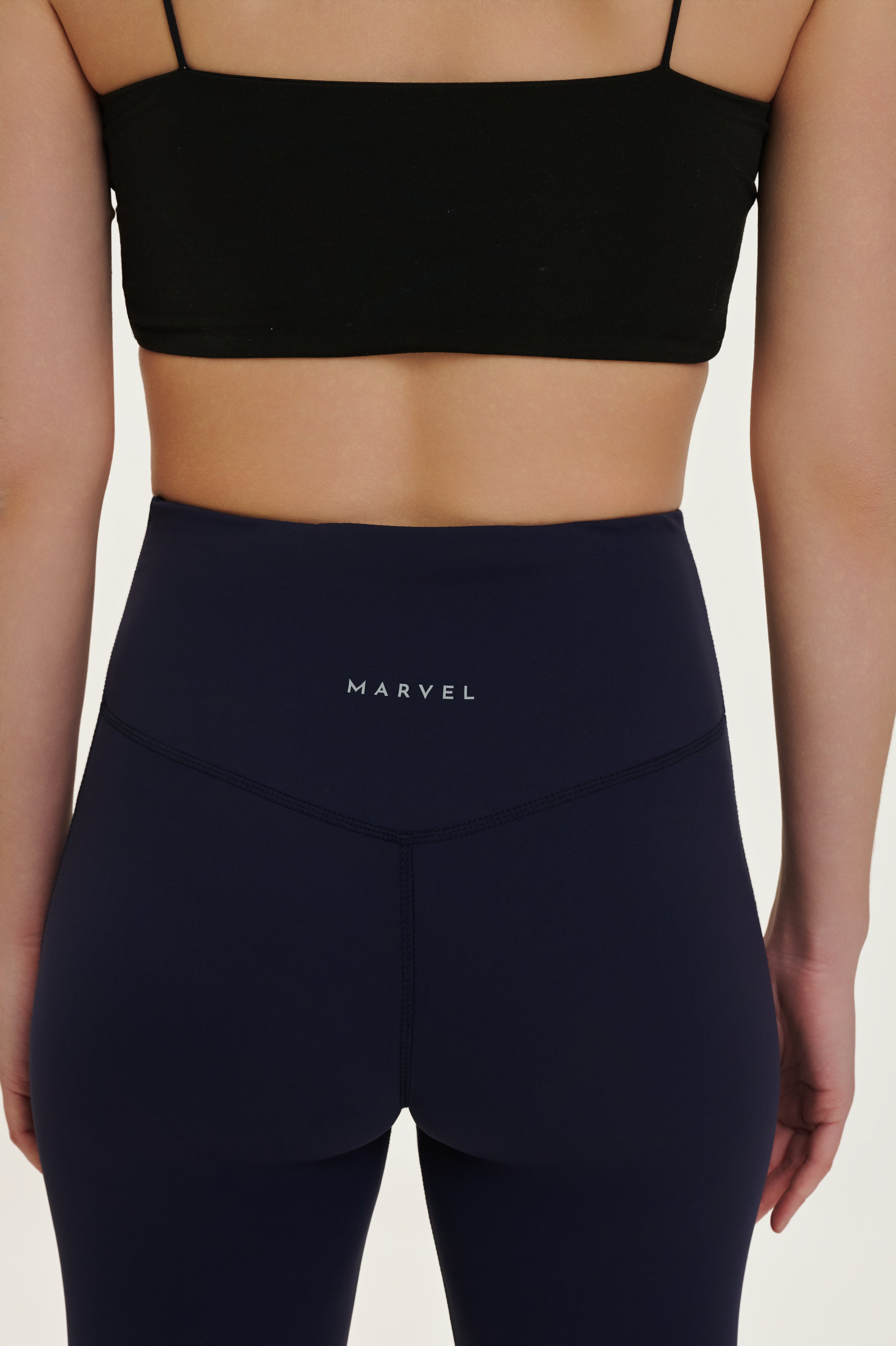 Navy Nylon Spandex Flared Active Pants