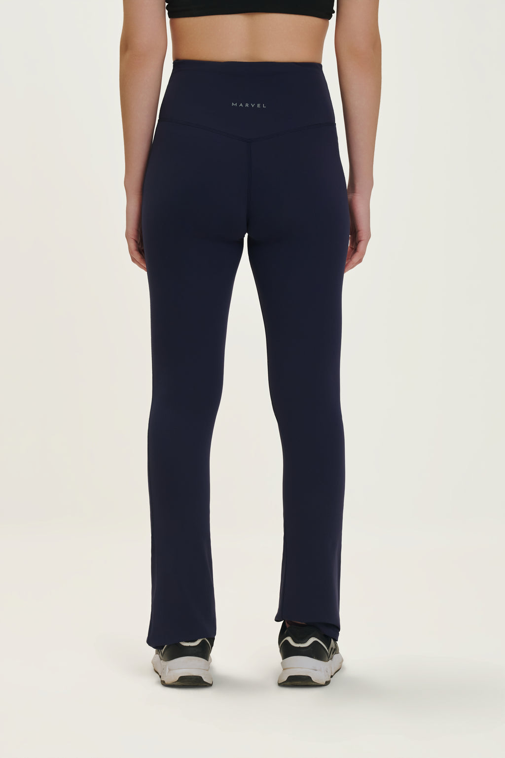 Navy Nylon Spandex Flared Active Pants