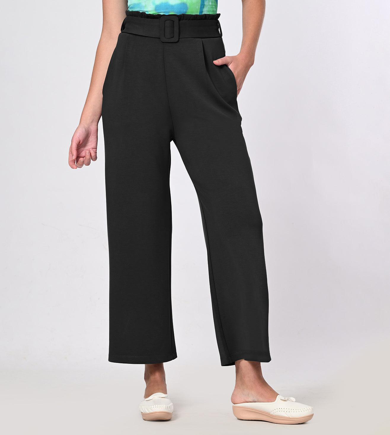 Black Modal High-Rise Wide Leg Pants