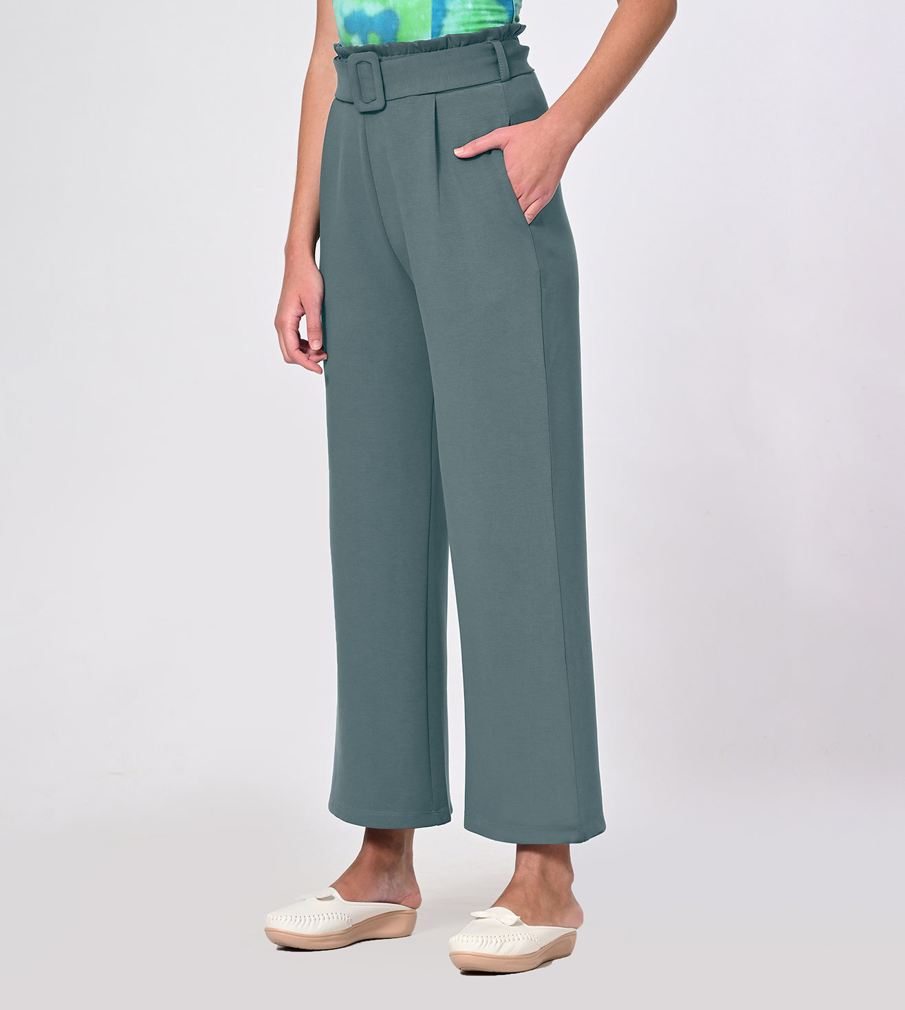 Belgian Blue Modal High-Rise Wide Leg Pants