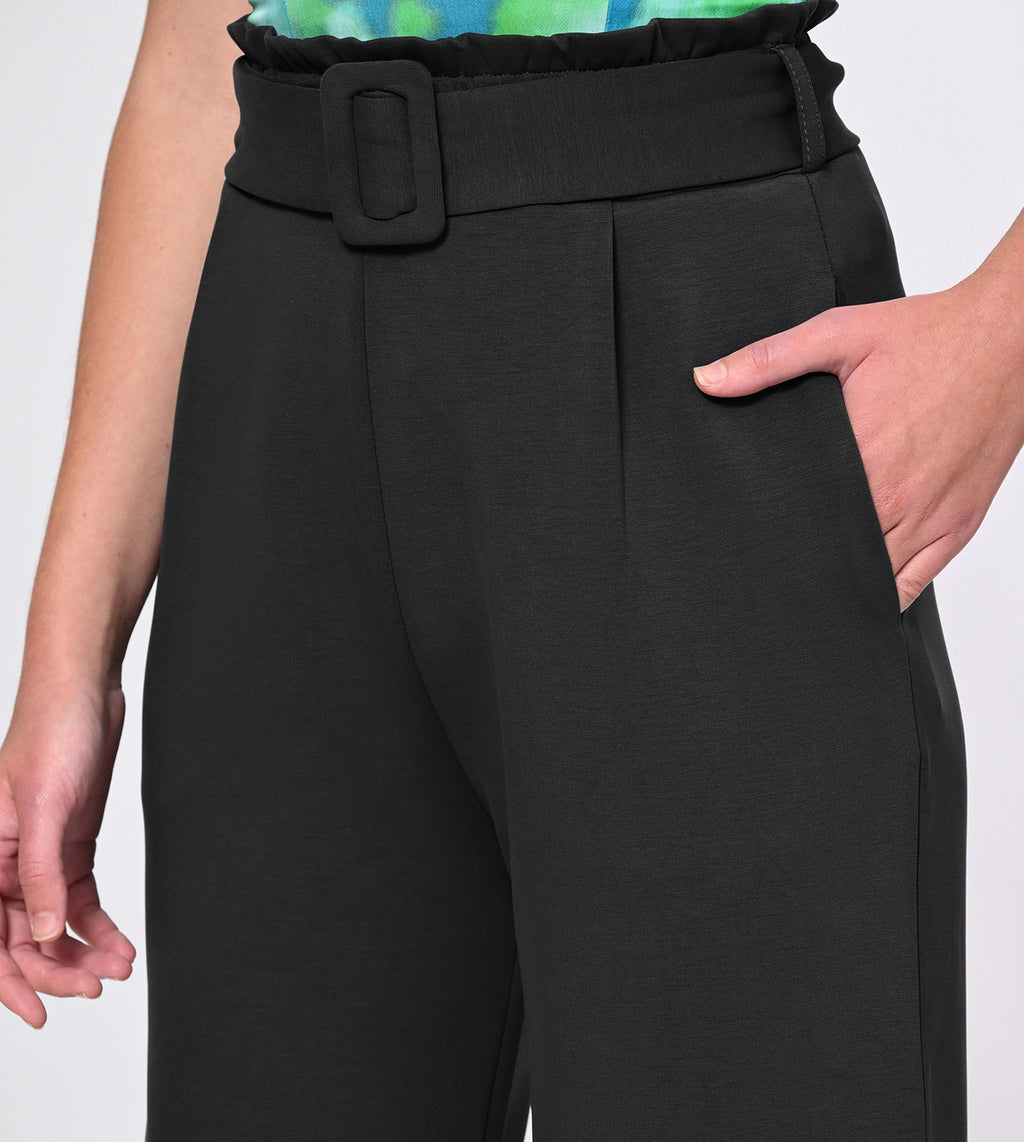 Black Modal High-Rise Wide Leg Pants