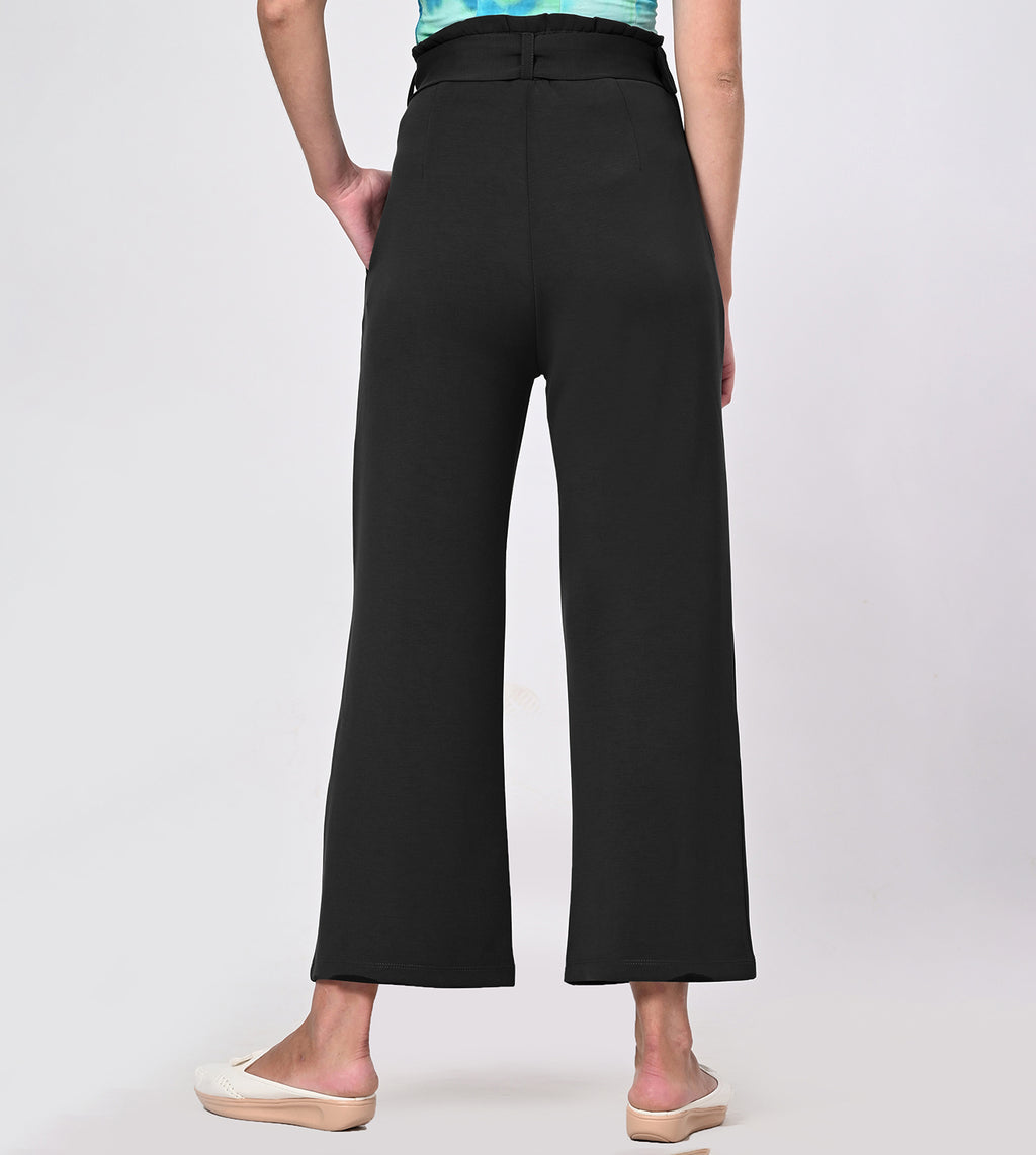 Black Modal High-Rise Wide Leg Pants