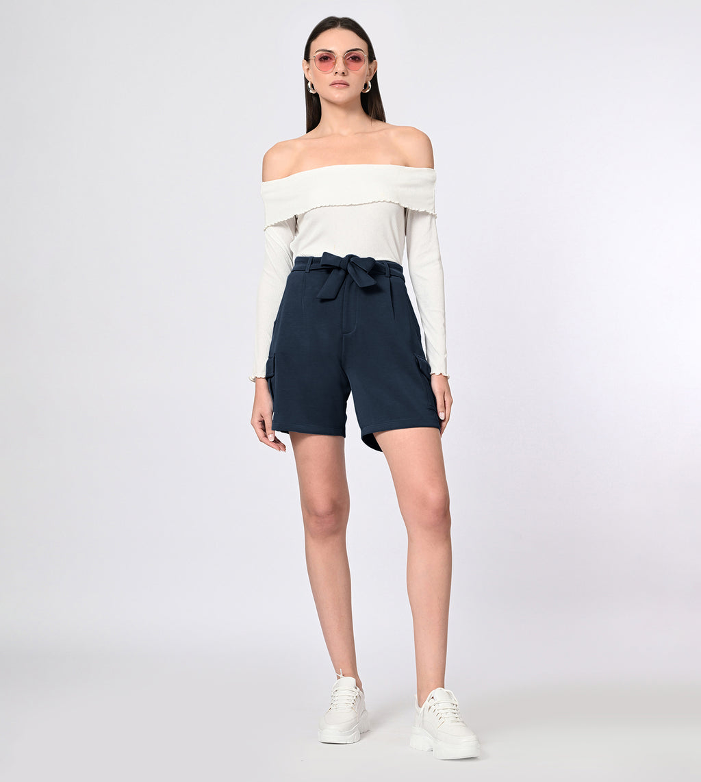 Modal Dark Navy Bow Shorts