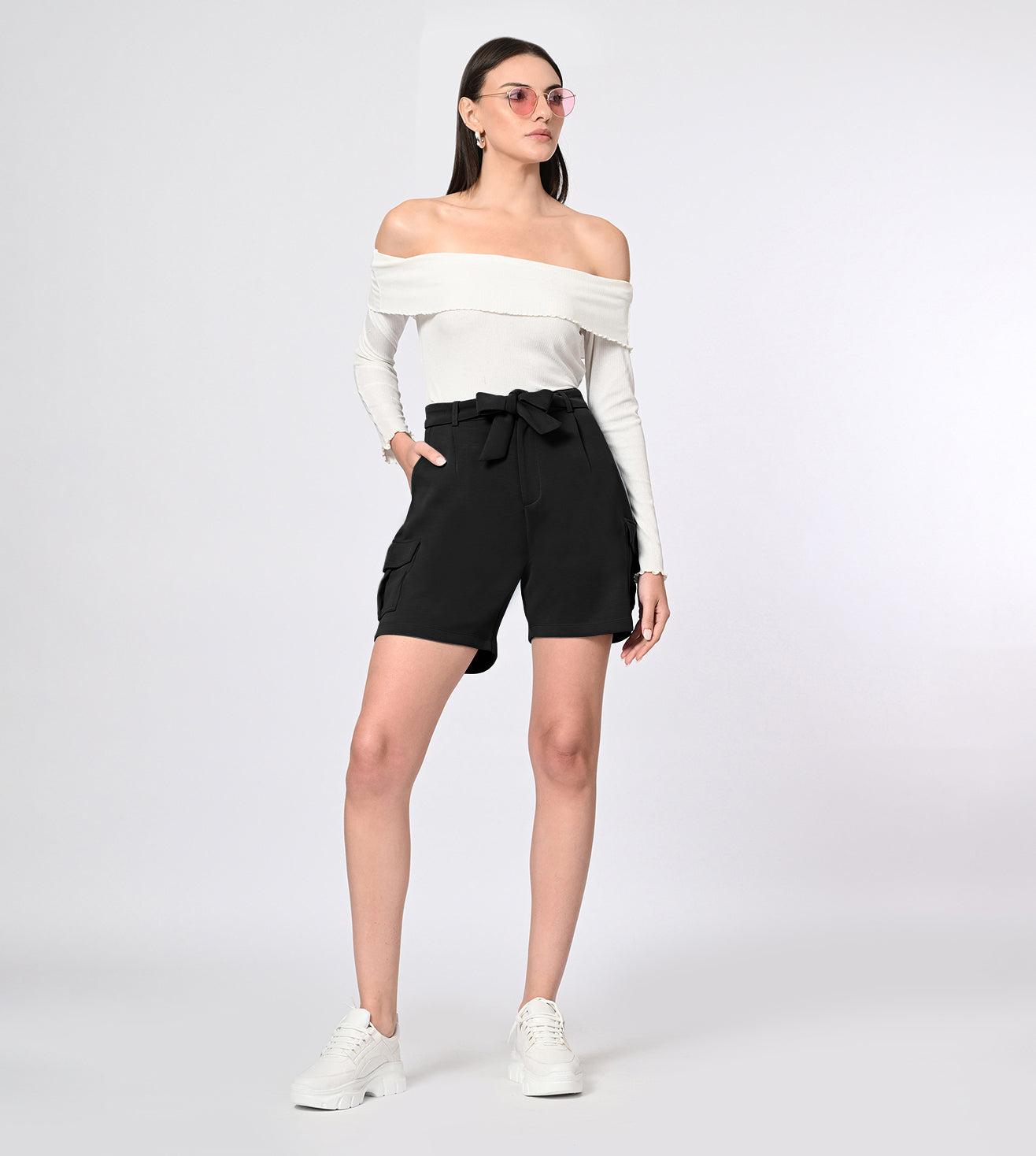 Modal Black Bow Shorts