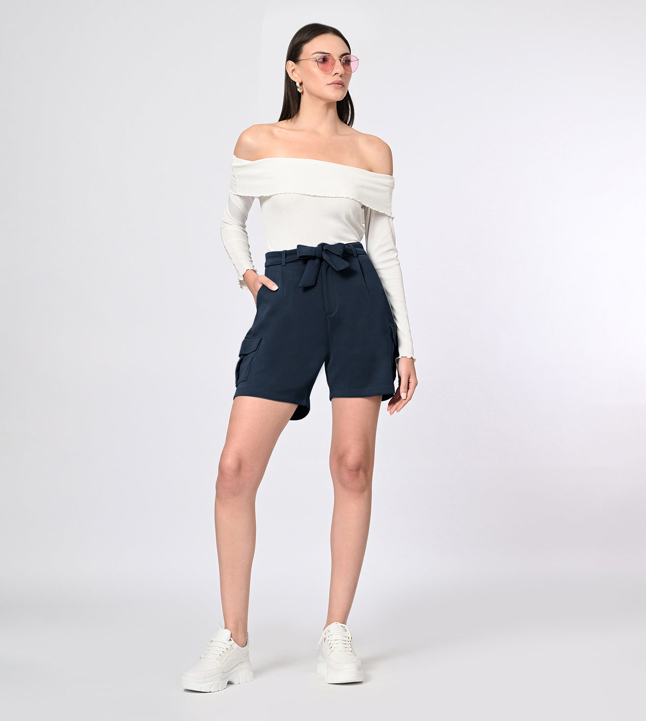 Modal Dark Navy Bow Shorts