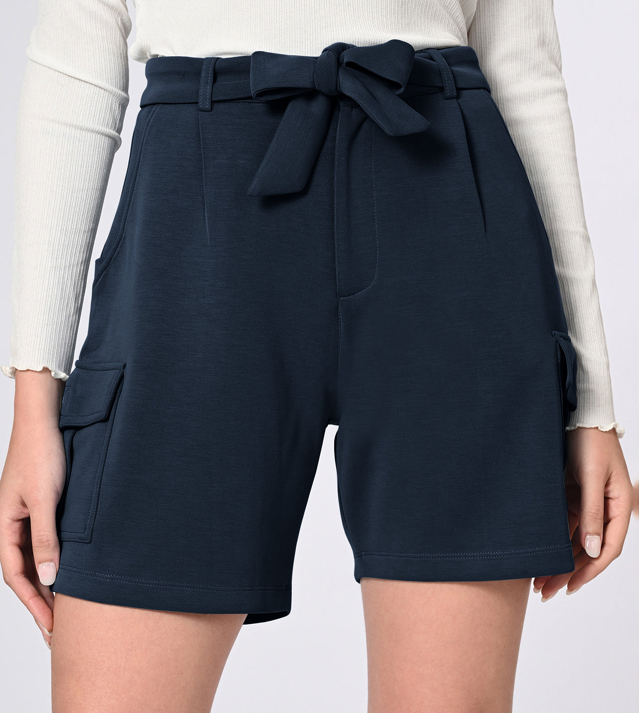 Modal Dark Navy Bow Shorts