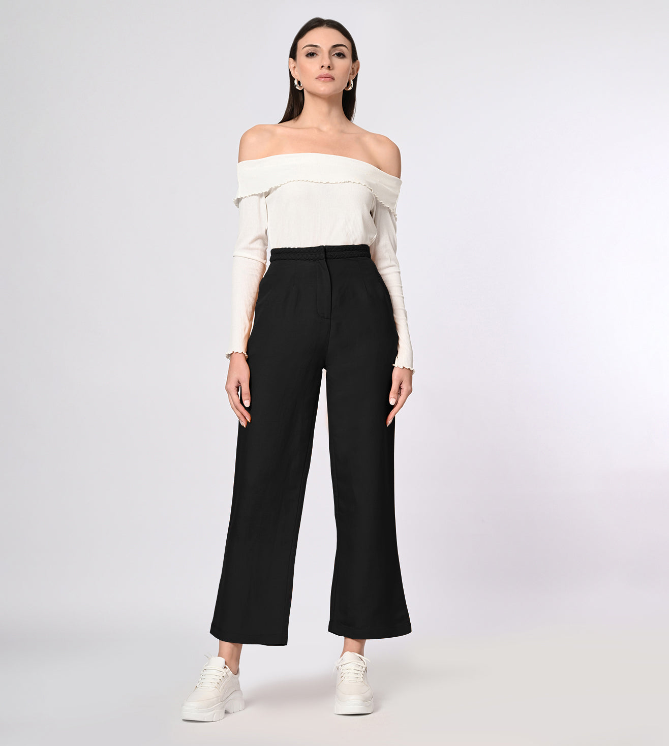 Cotton Linen Blend Black Summer Pants