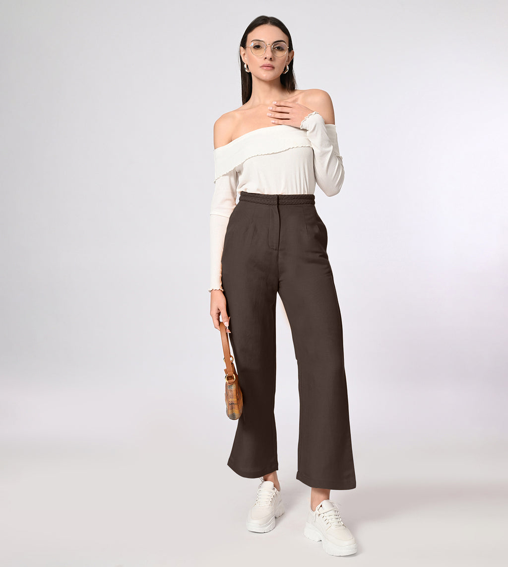 Cotton Linen Blend Coffee Summer Pants