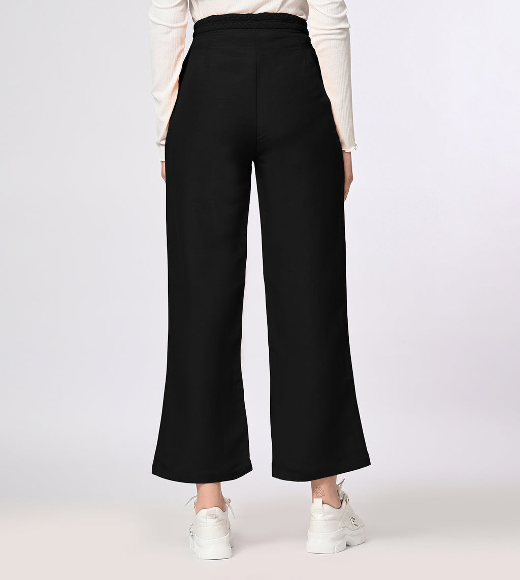 Cotton Linen Blend Black Summer Pants
