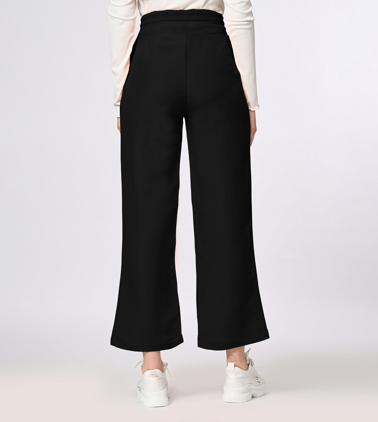 Cotton Linen Blend Black Summer Pants