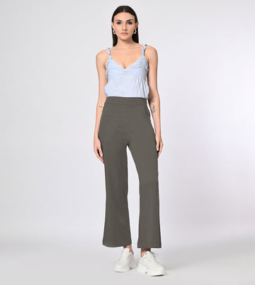 Polyester Spandex Light Grey Casual Pants