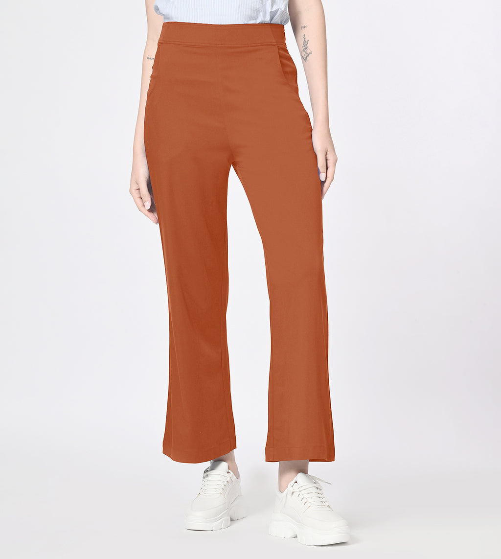 Polyester Spandex Rust Casual Pants