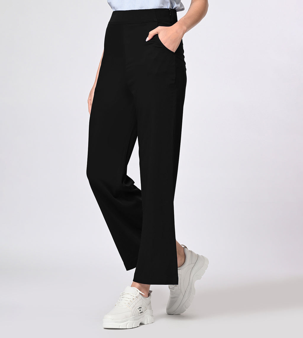 Polyester Spandex Black Casual Pants