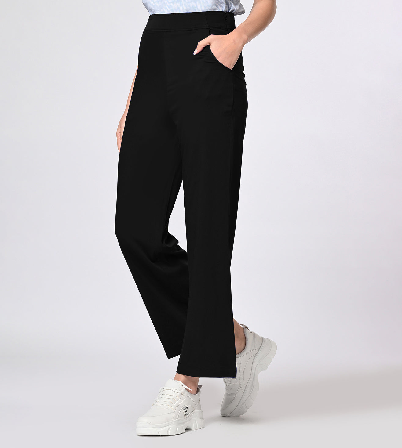 Polyester Spandex Black Casual Pants