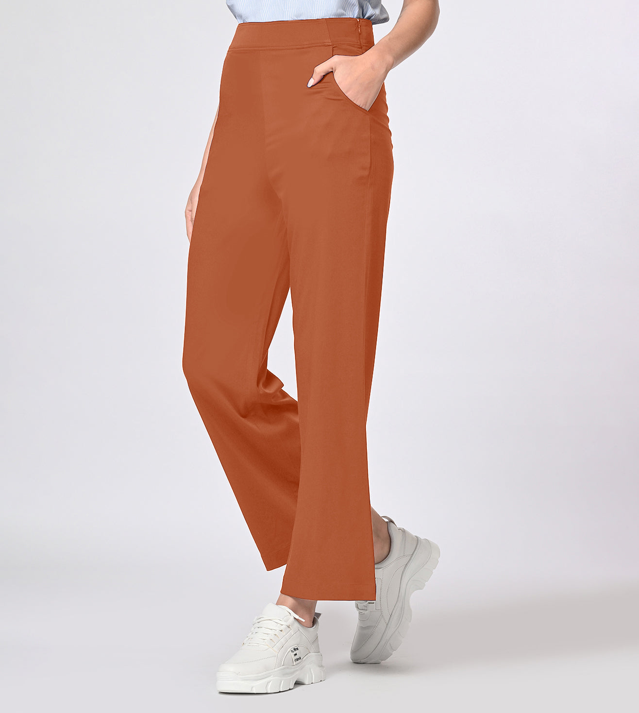 Polyester Spandex Rust Casual Pants