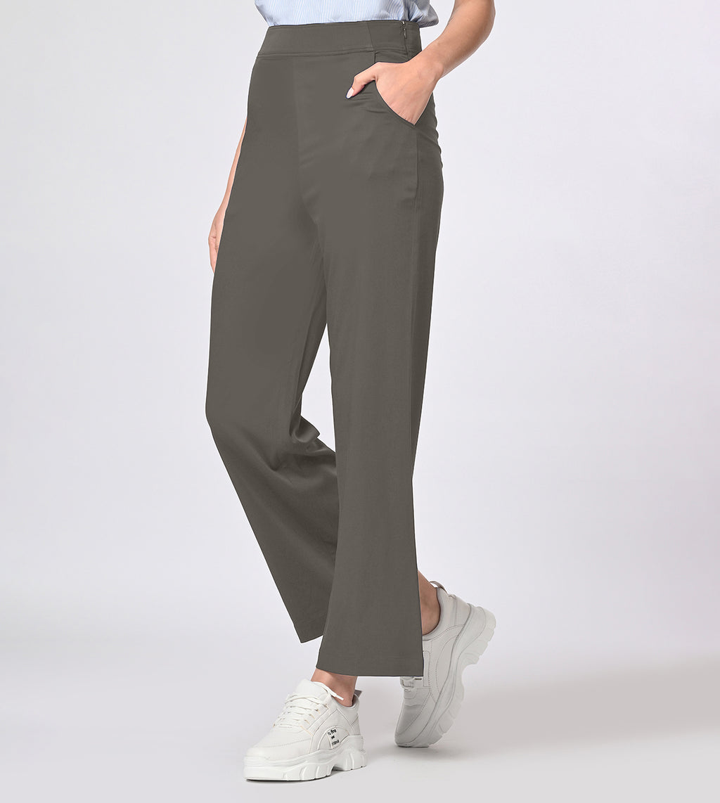 Polyester Spandex Light Grey Casual Pants