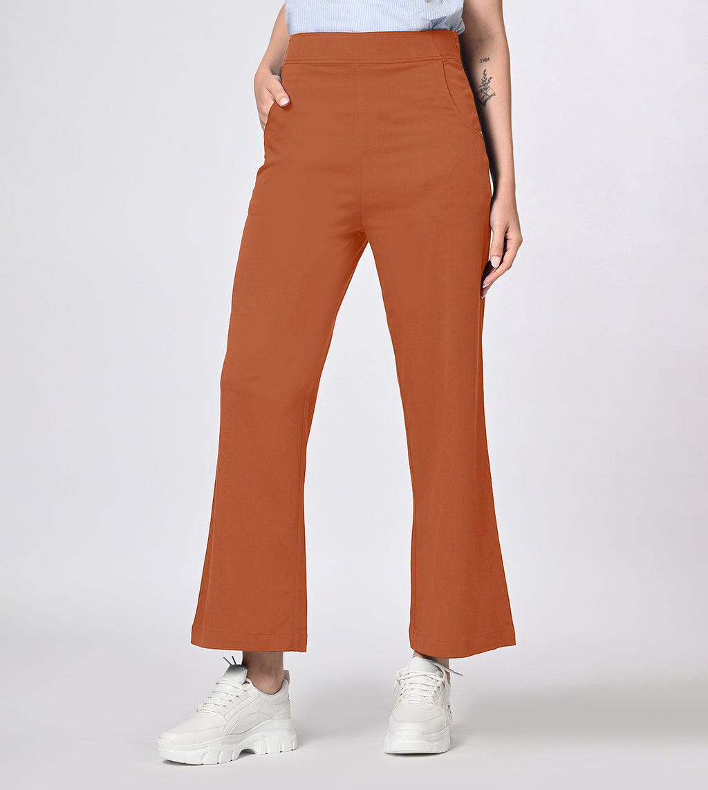 Polyester Spandex Rust Casual Pants