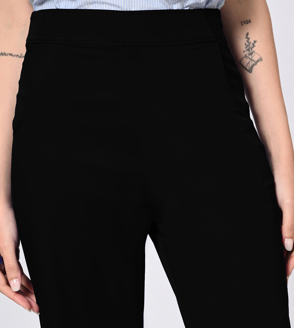 Polyester Spandex Black Casual Pants