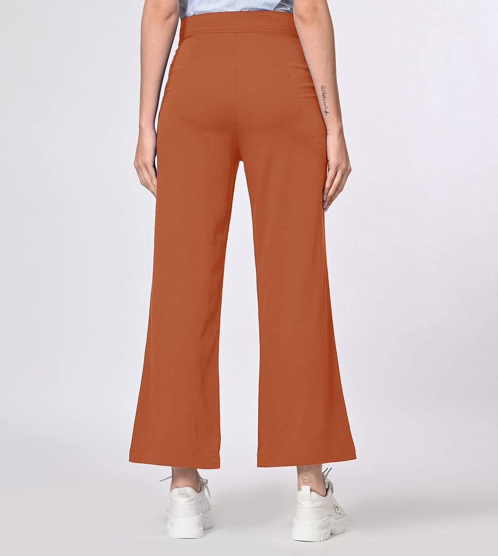 Polyester Spandex Rust Casual Pants