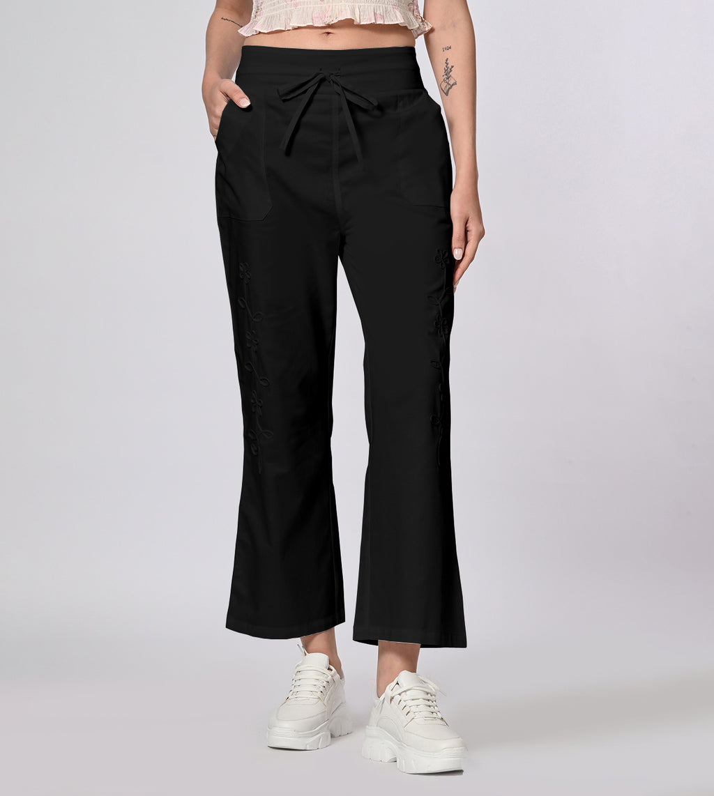 Cotton Black Casual Pants