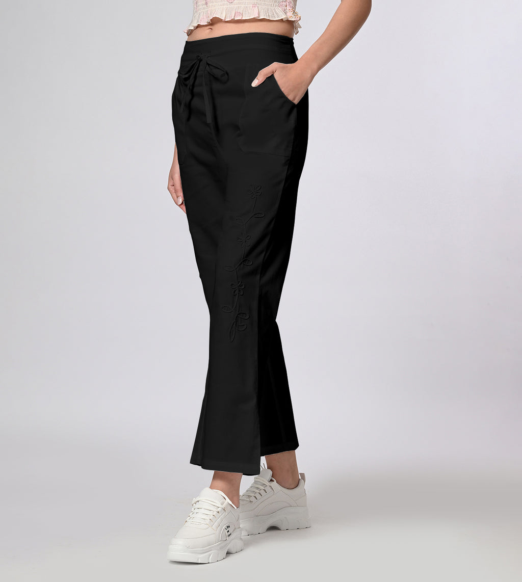 Cotton Black Casual Pants