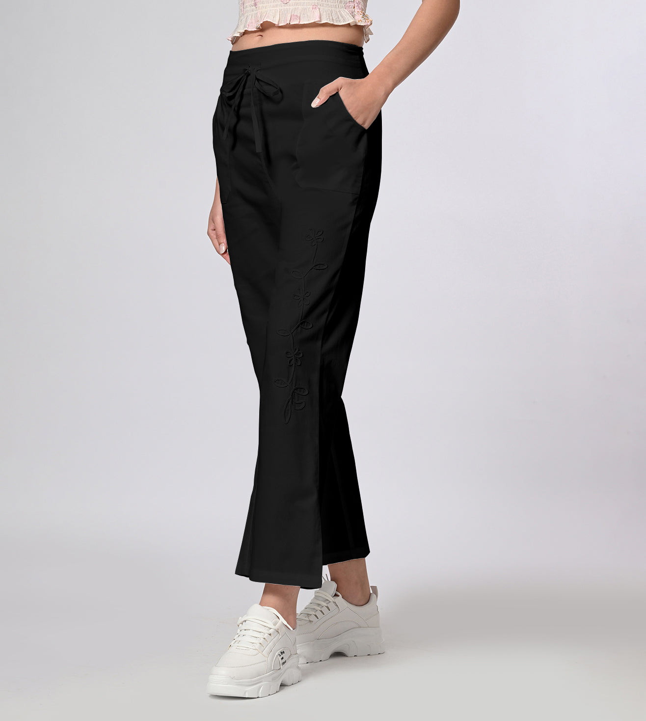 Cotton Black Casual Pants