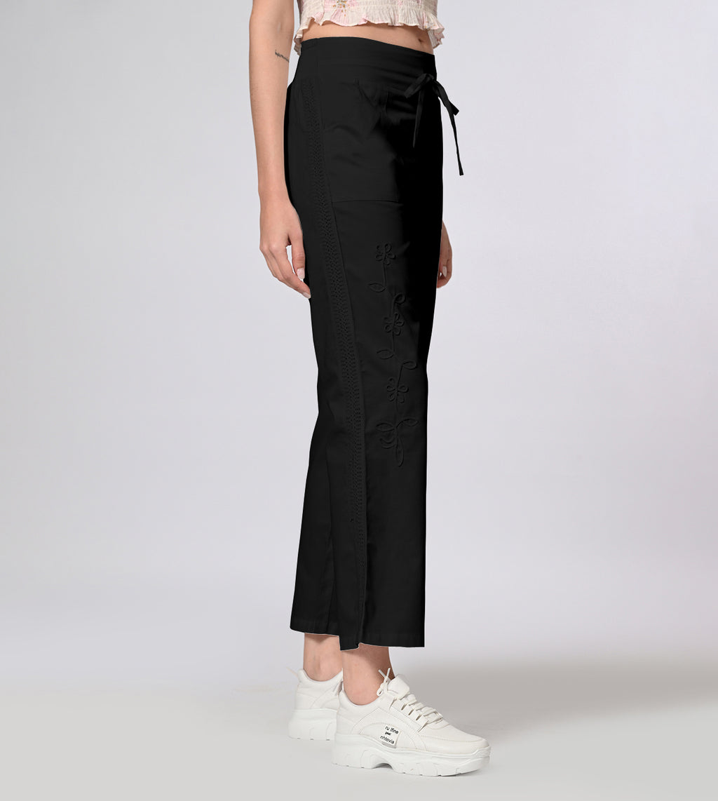 Cotton Black Casual Pants
