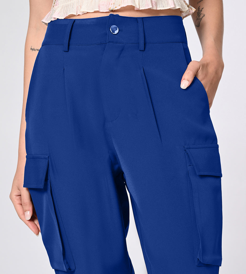 Polyester Spandex Royal Blue Cargo Pants