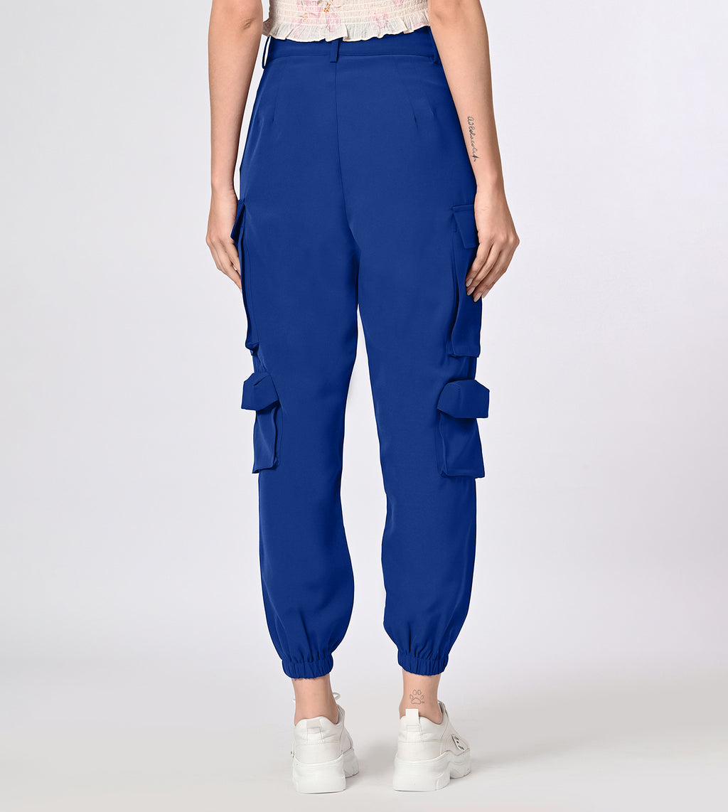 Polyester Spandex Royal Blue Cargo Pants
