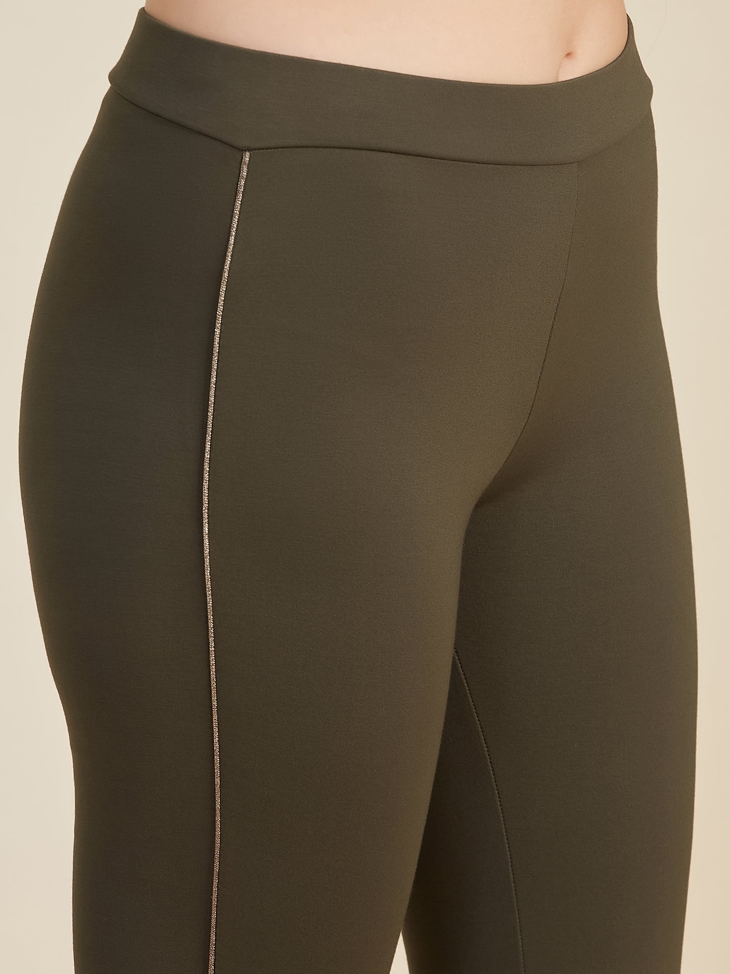 Olive Women's Side Piping Ponte Roma Leggings