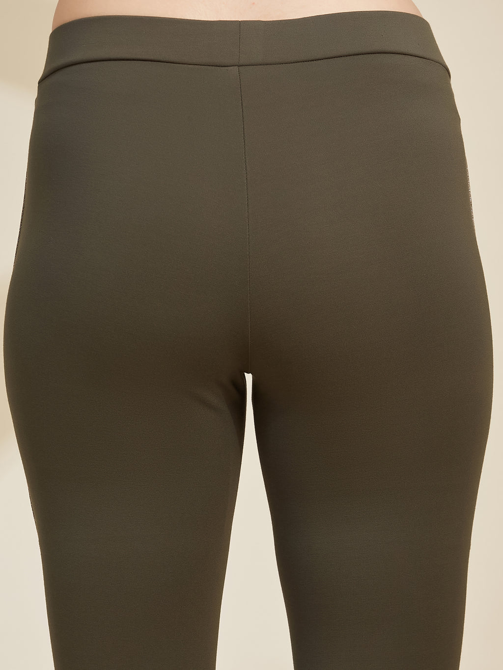 Olive Women's Side Piping Ponte Roma Leggings