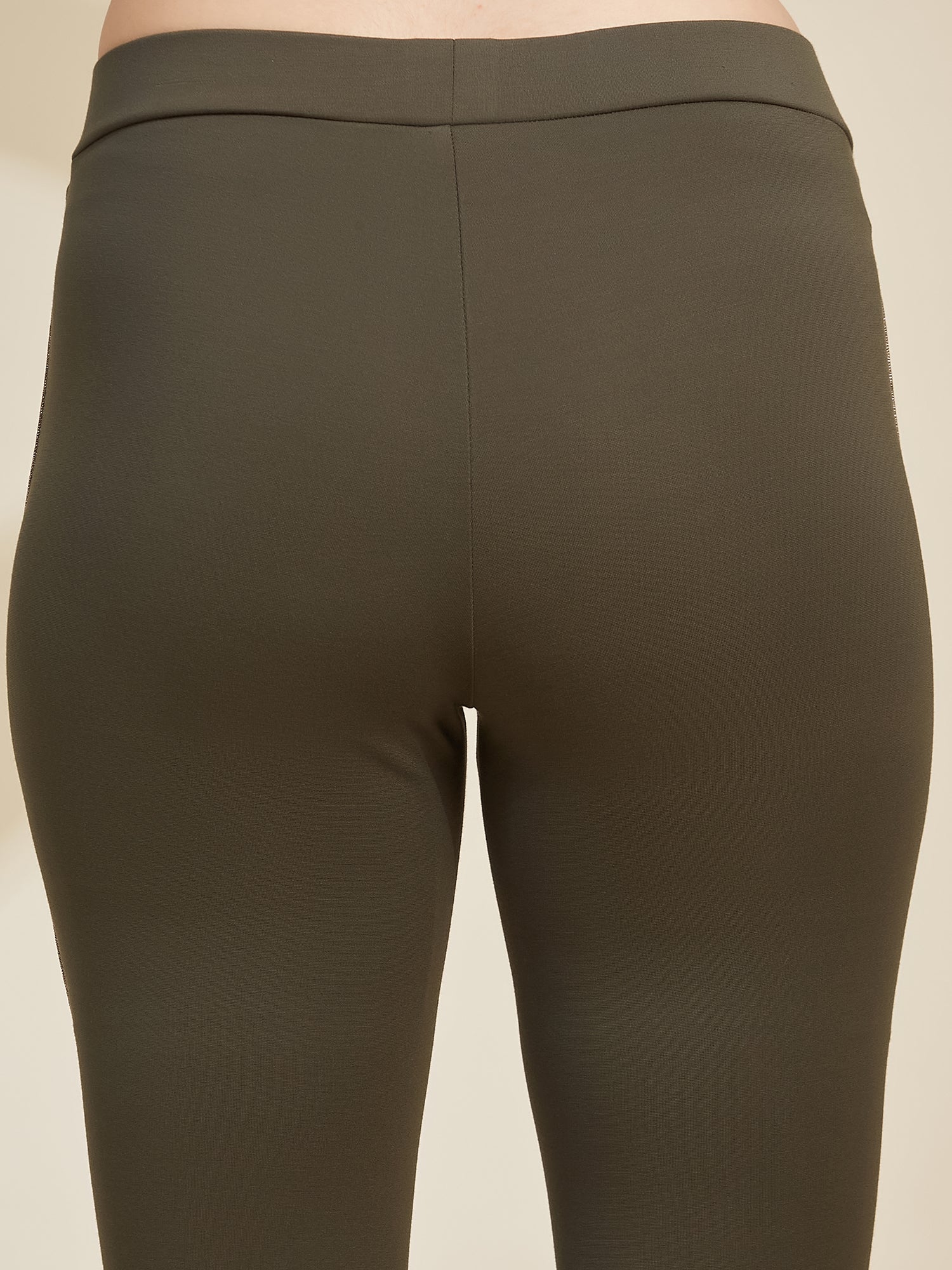 Olive Women's Side Piping Ponte Roma Leggings