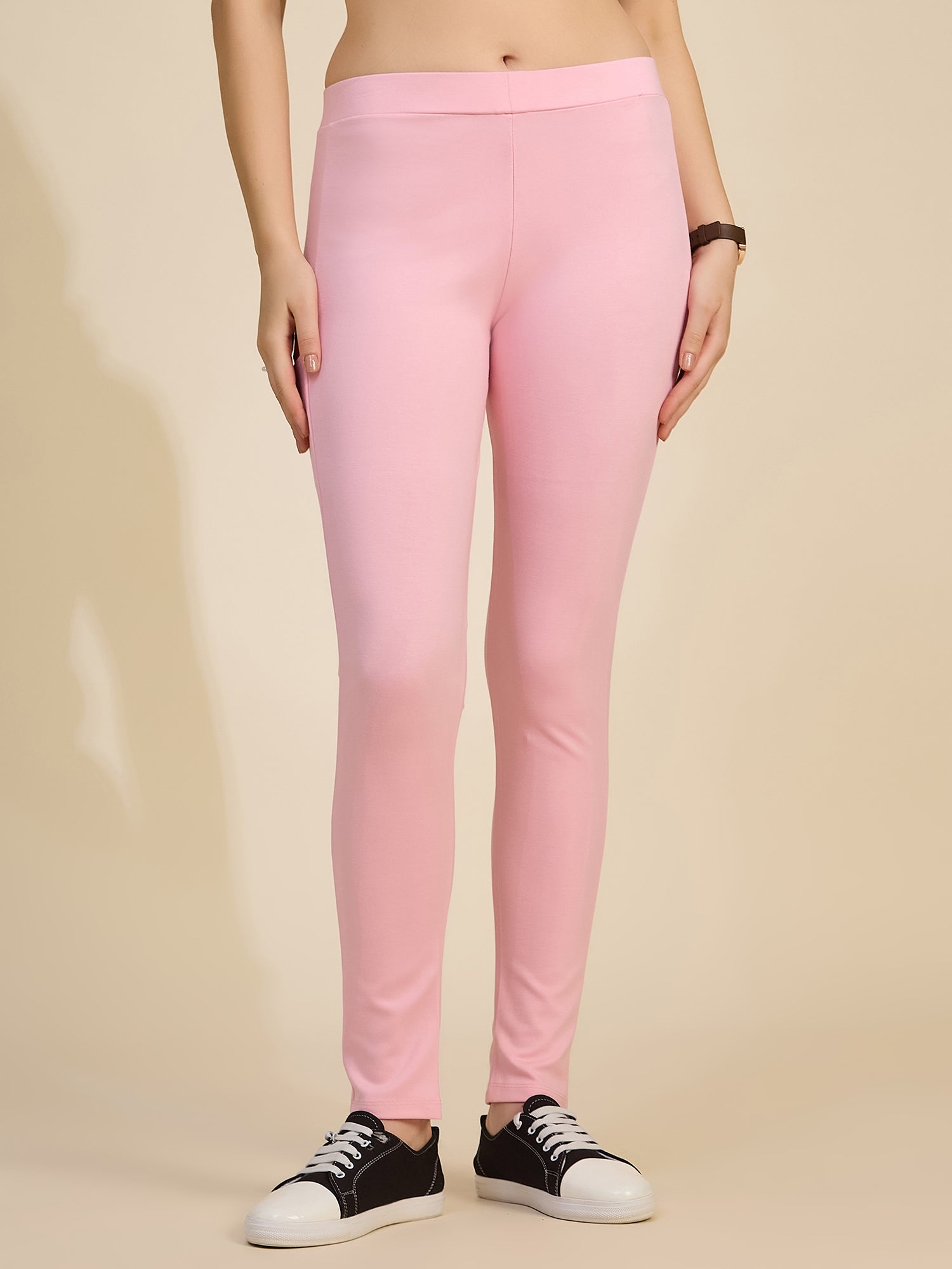 Blush Pink Women's High-Rise Ponte Roma Leggings