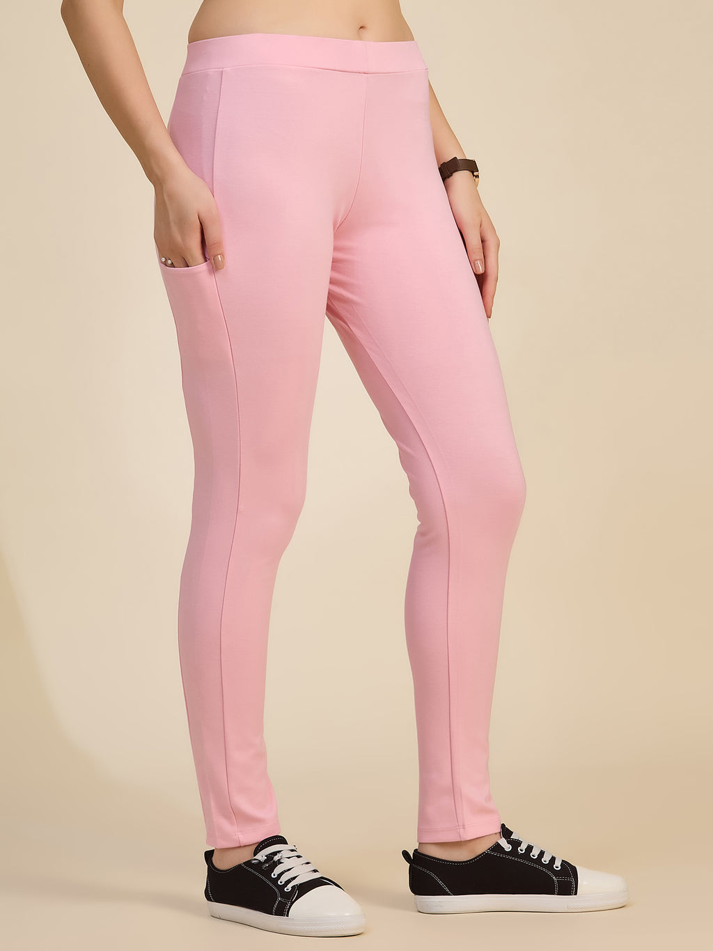 Blush Pink Women's High-Rise Ponte Roma Leggings