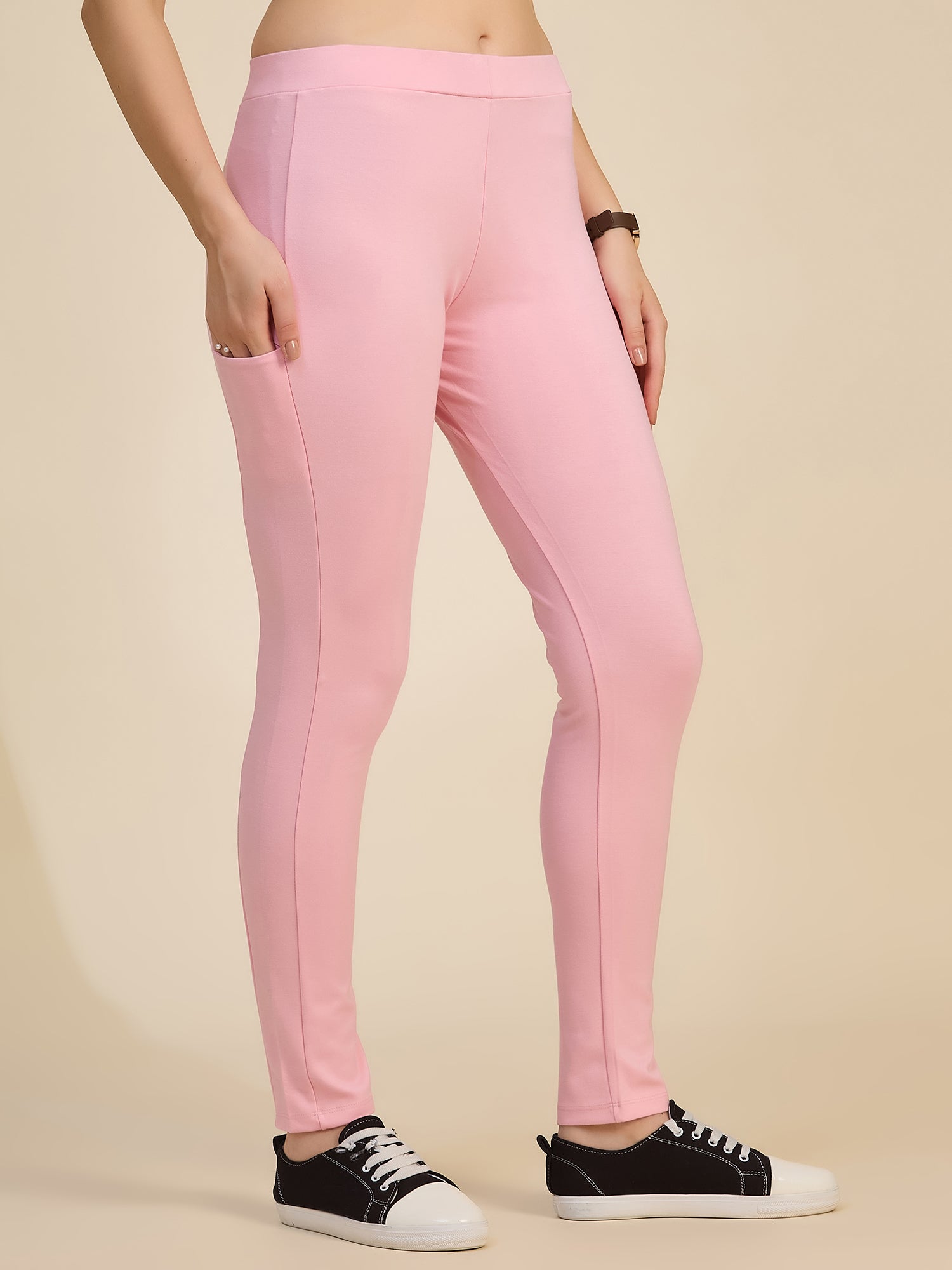 Blush Pink Women's High-Rise Ponte Roma Leggings