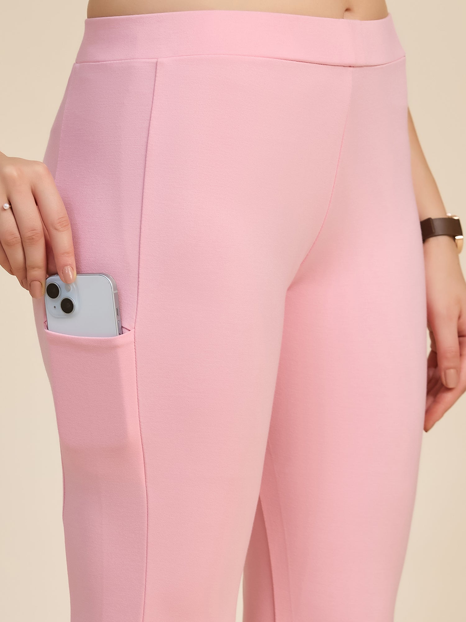 Blush Pink Women's High-Rise Ponte Roma Leggings