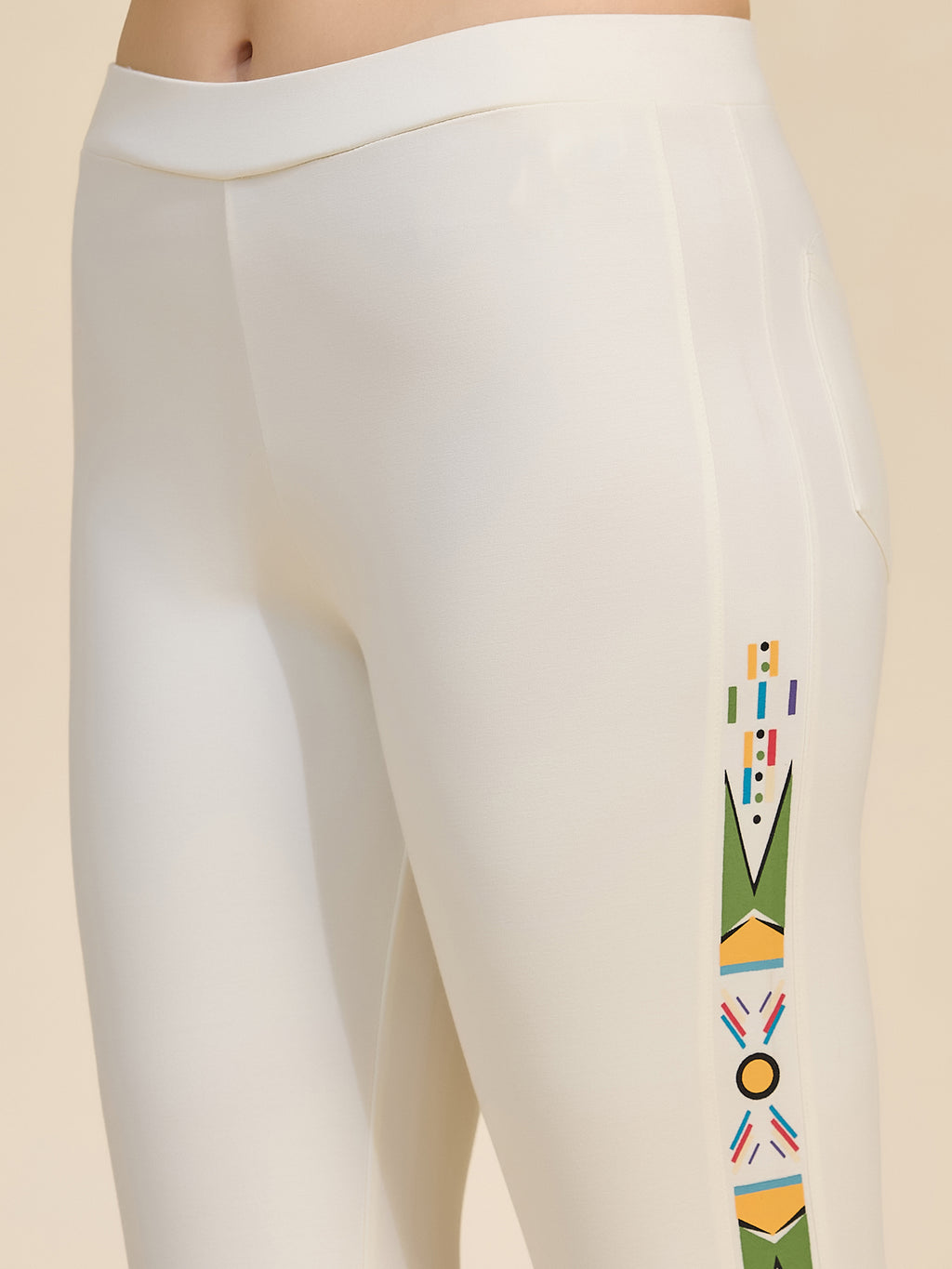 Off-White Women's High-Rise Printed Detail Ponte Roma Leggings