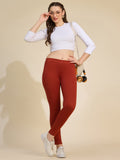 Rust Women's High-Rise Textured Side Panel Ponte Roma Leggings