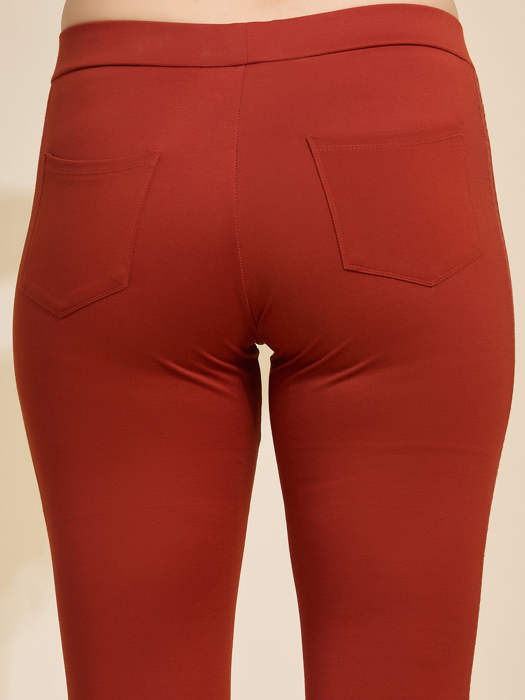 Rust Women's High-Rise Textured Side Panel Ponte Roma Leggings