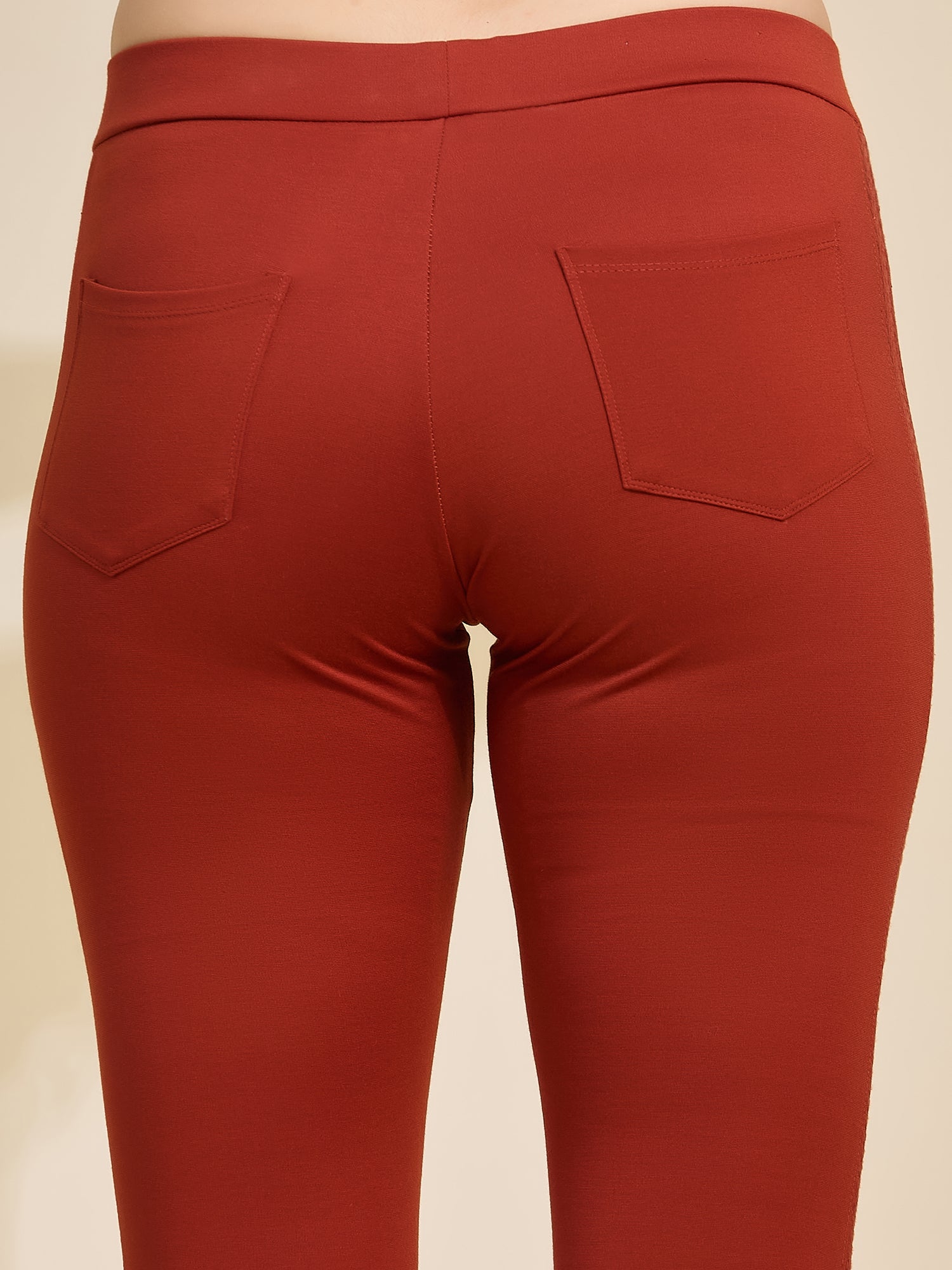 Rust Women's High-Rise Textured Side Panel Ponte Roma Leggings