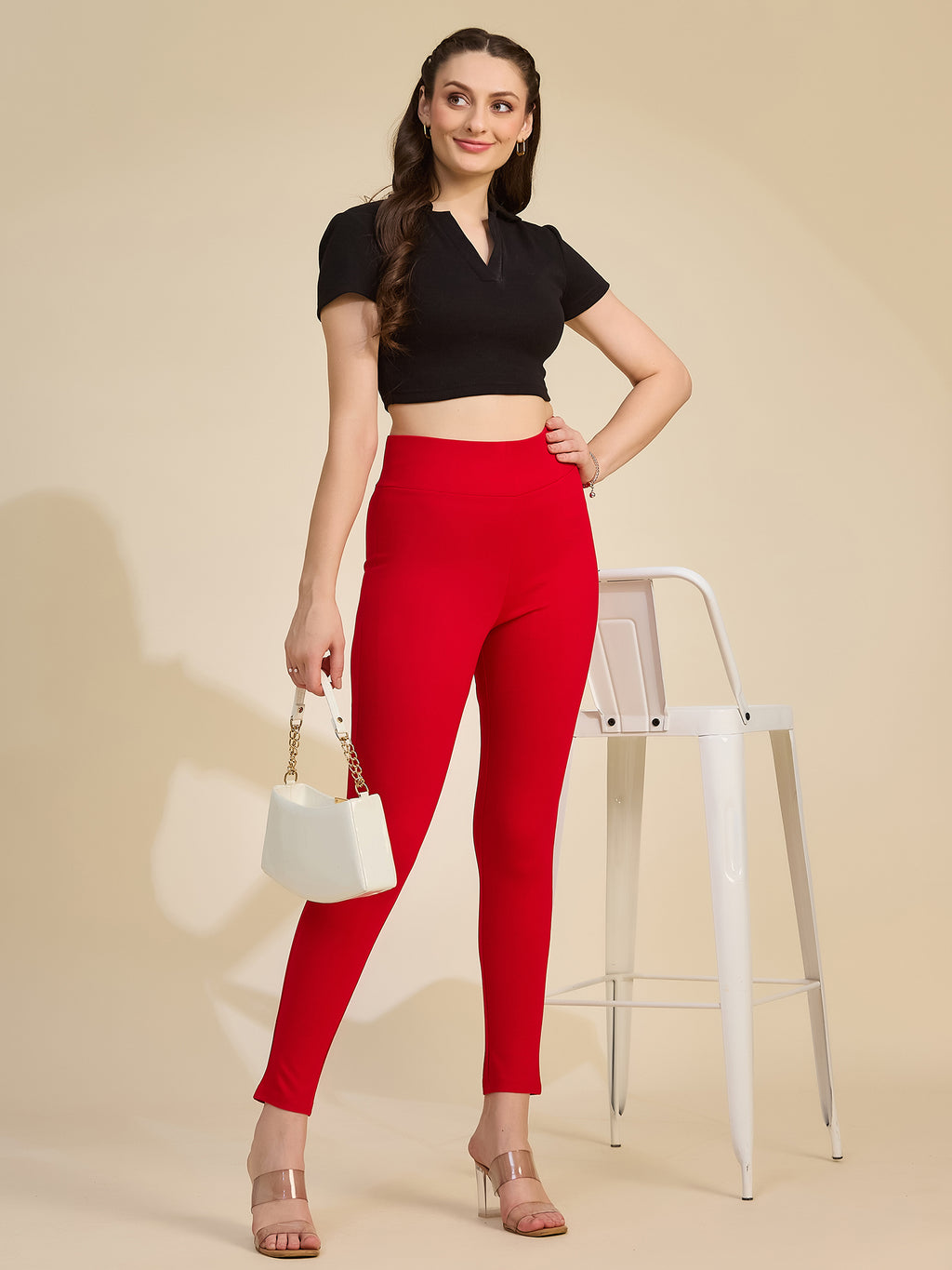 Red Women's High-Rise Ponte Roma Leggings