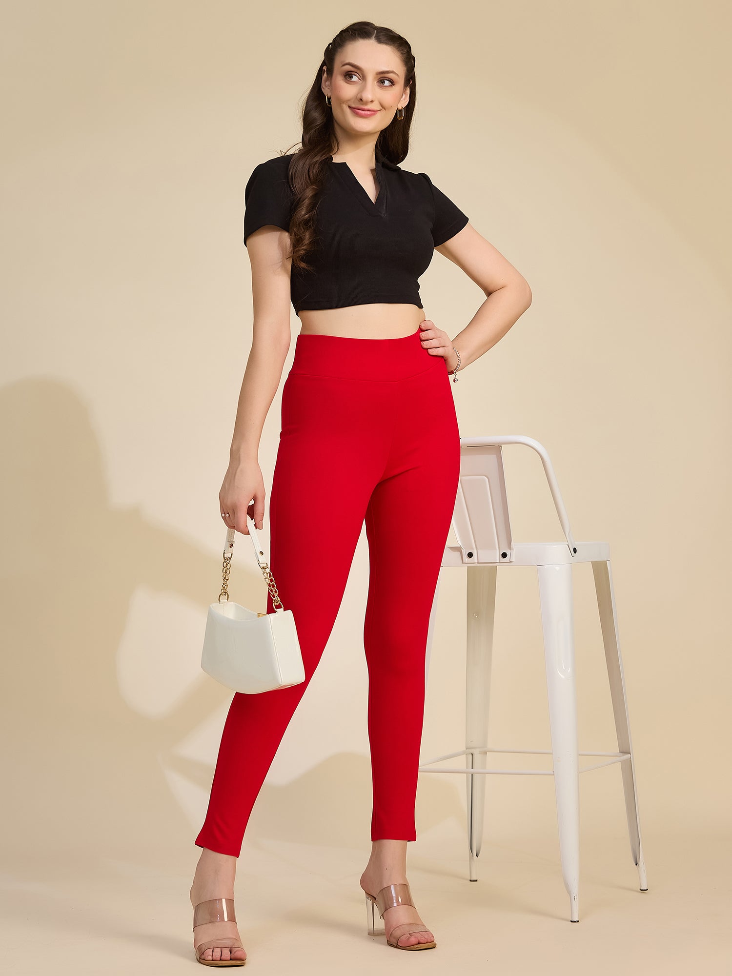 Red Women's High-Rise Ponte Roma Leggings