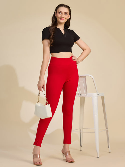 Red Women's High-Rise Ponte Roma Leggings